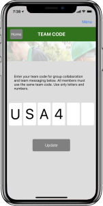Figure 4. Team code screen